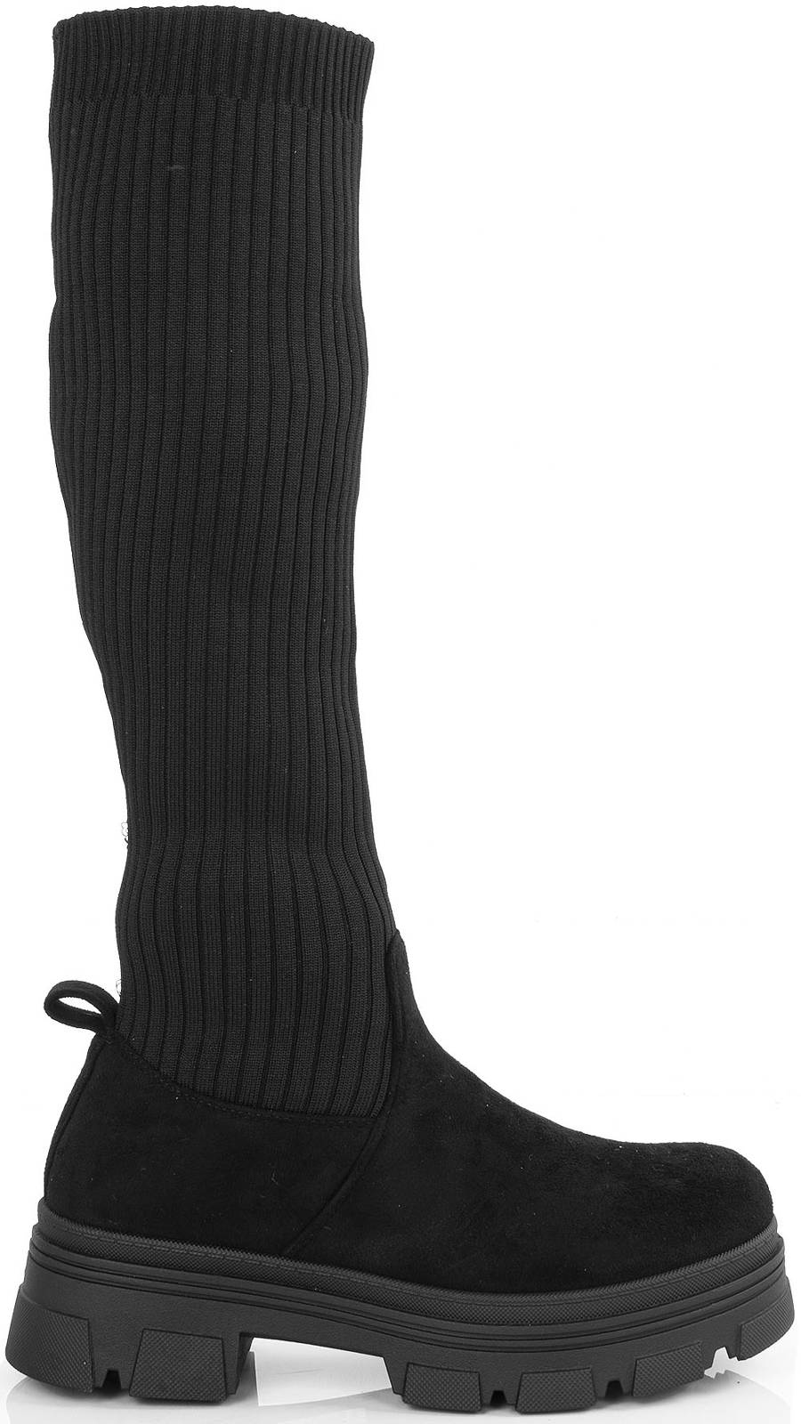 

6989 Czarne Kozaki Z Elastyczną Cholewką Zamsz 39