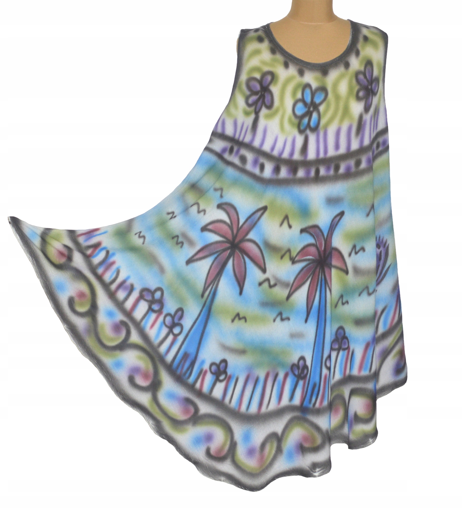 

Indyjska Sukienka na plażę lato wiskoza Batik 2XL