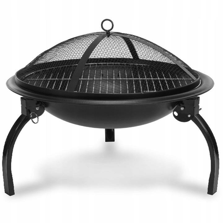 Grill Zahradní ohniště s víkem na oheň kotlík ocelové 55 cm černé