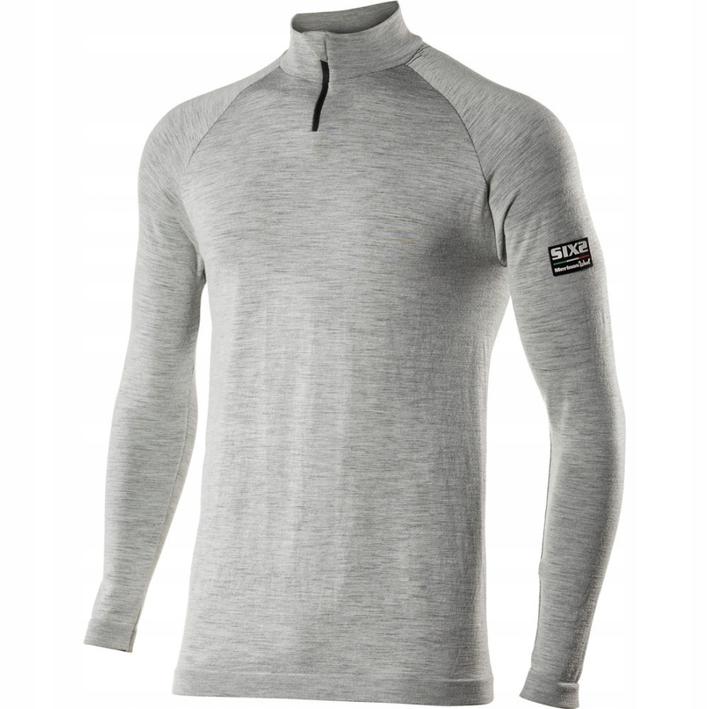 Sixs TS13 Merinos tričko se zipem, stojáčkem a dl. rukávem šedá L/XL