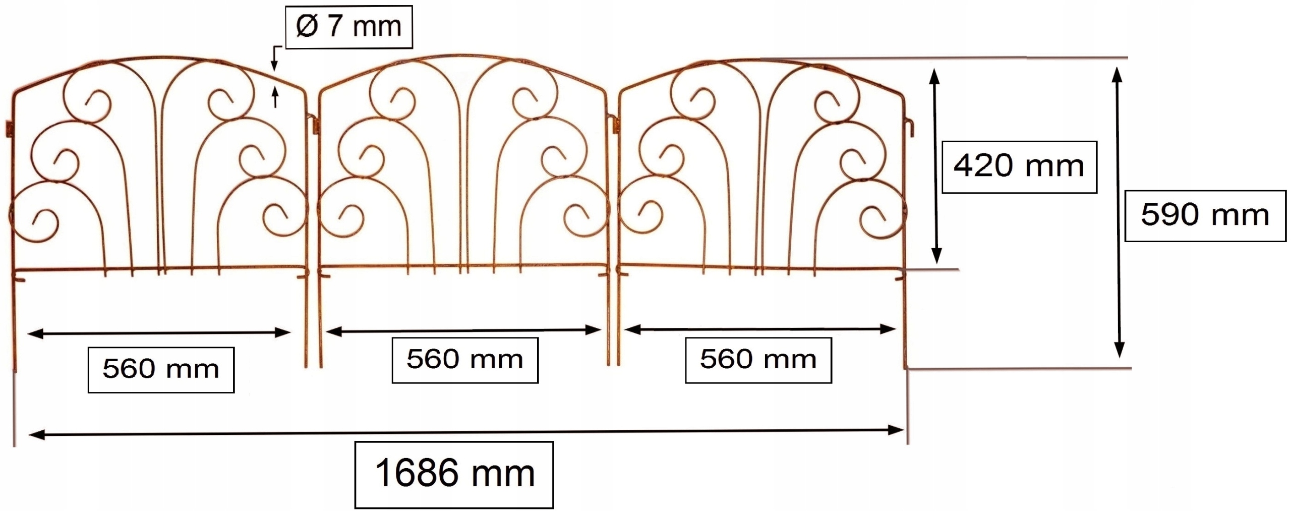 PŁOTEK PARAWAN OGRODOWY PALISADA METALOWA RDZAWA Długość 0 cm
