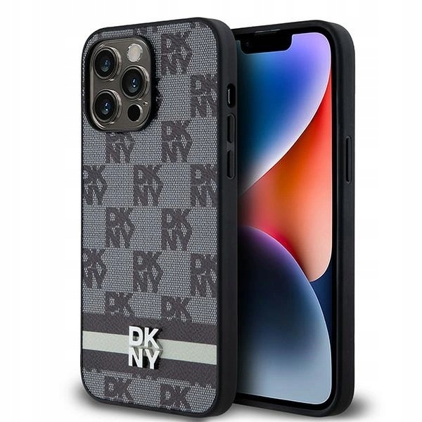 Kožený kryt Dkny s jednobarevným kostkovaným vzorem a Pouzdro pro iPhone 14 Pro