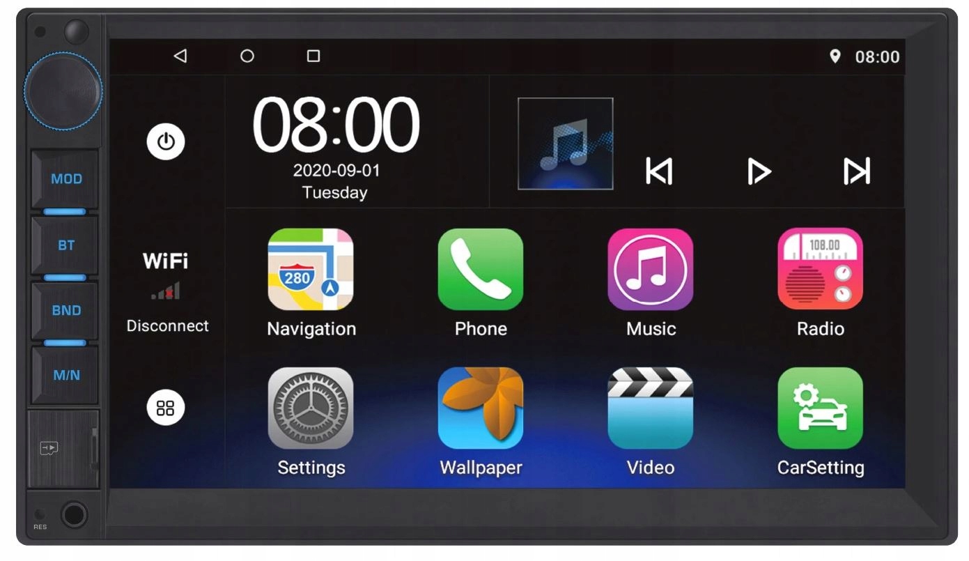 RADIO 2DIN EKRAN 7 ANDROID NAV GPS USB WiFi KAMERA Model RADIO VORDON AC-8290 NEXUS