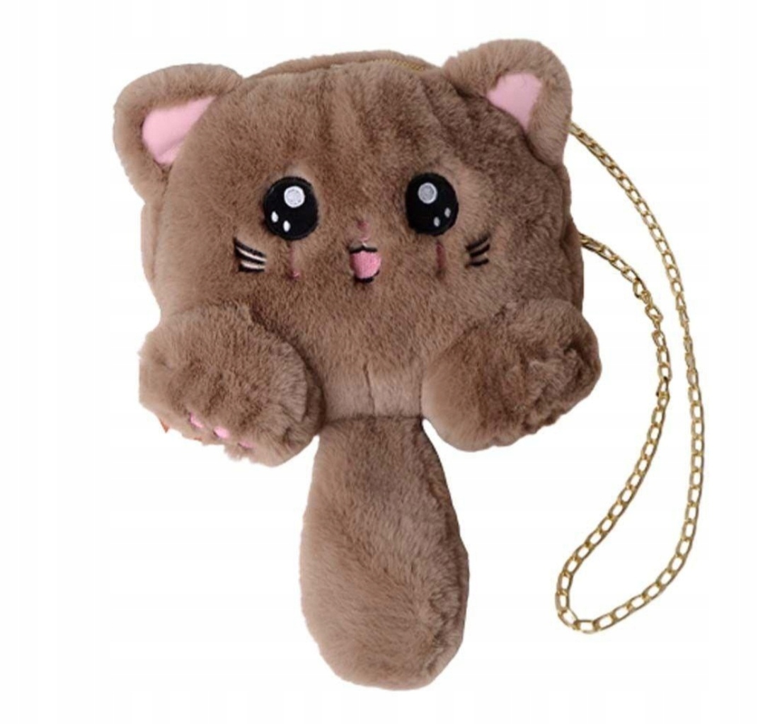 MASKOTKA TOREBKA KOT SŁODKI KOTEK FUTERKO JASNY brąz