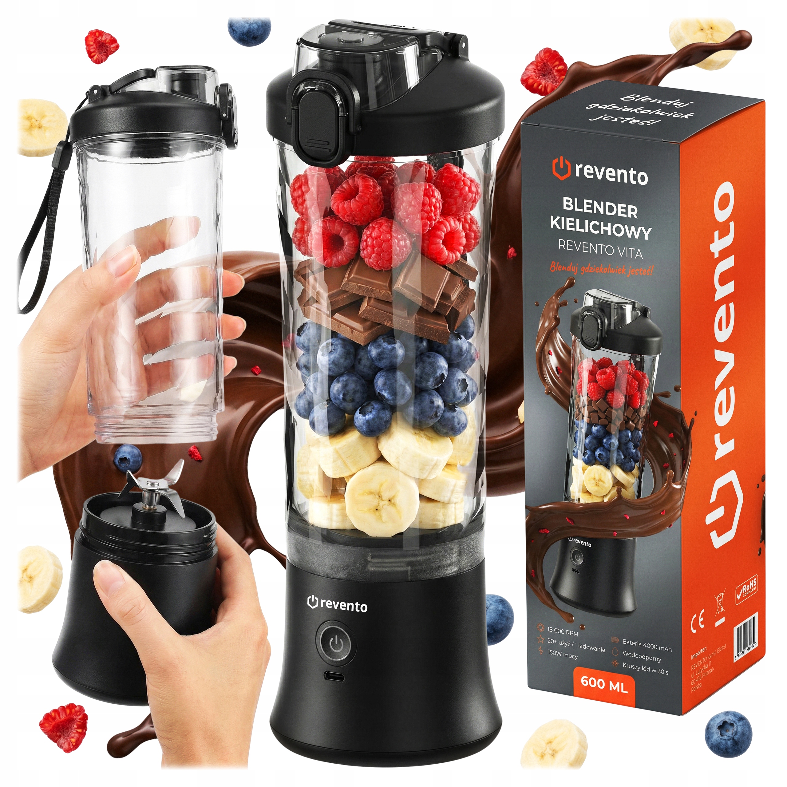 Blender Kielichowy Przenośny Bezprzewodowy Usb Do Smoothie Personalny 600ML