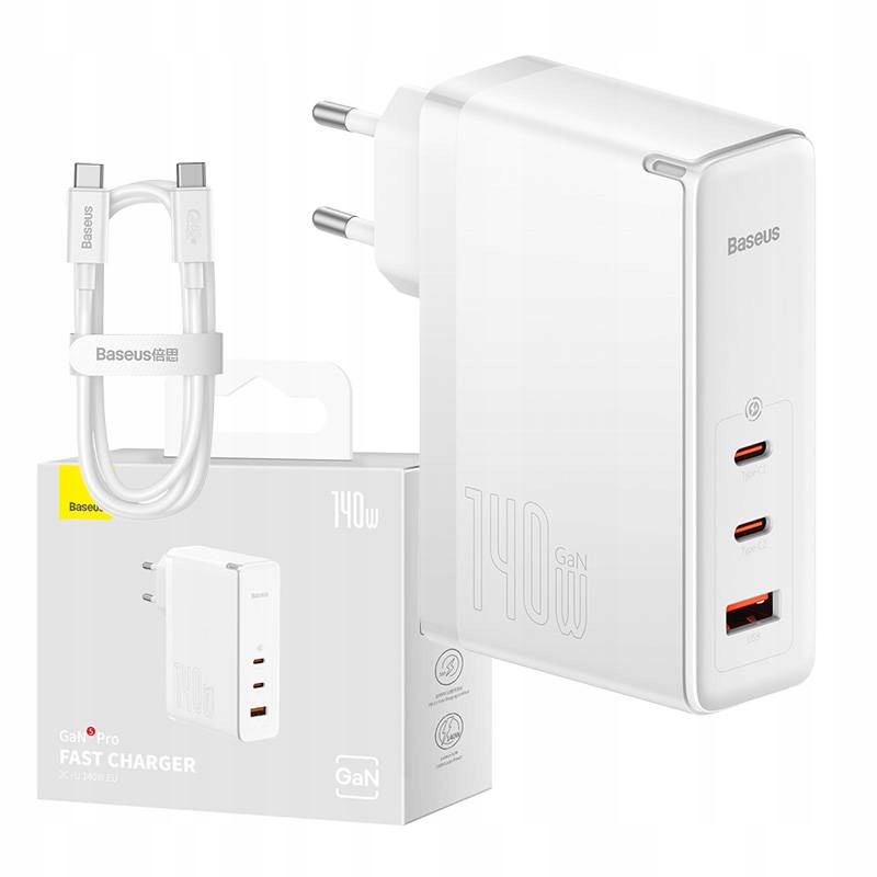 Baseus GaN5 Pro szybka ładowarka Usb +2xUSB-C 140W