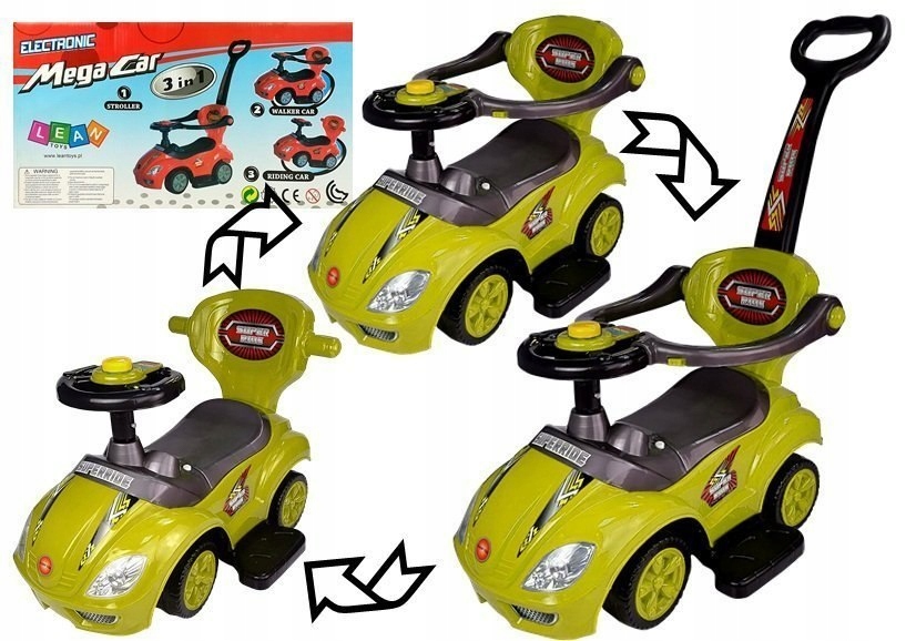 Jeździk z Pchaczem Car 3w1 Żółty Lean Cars