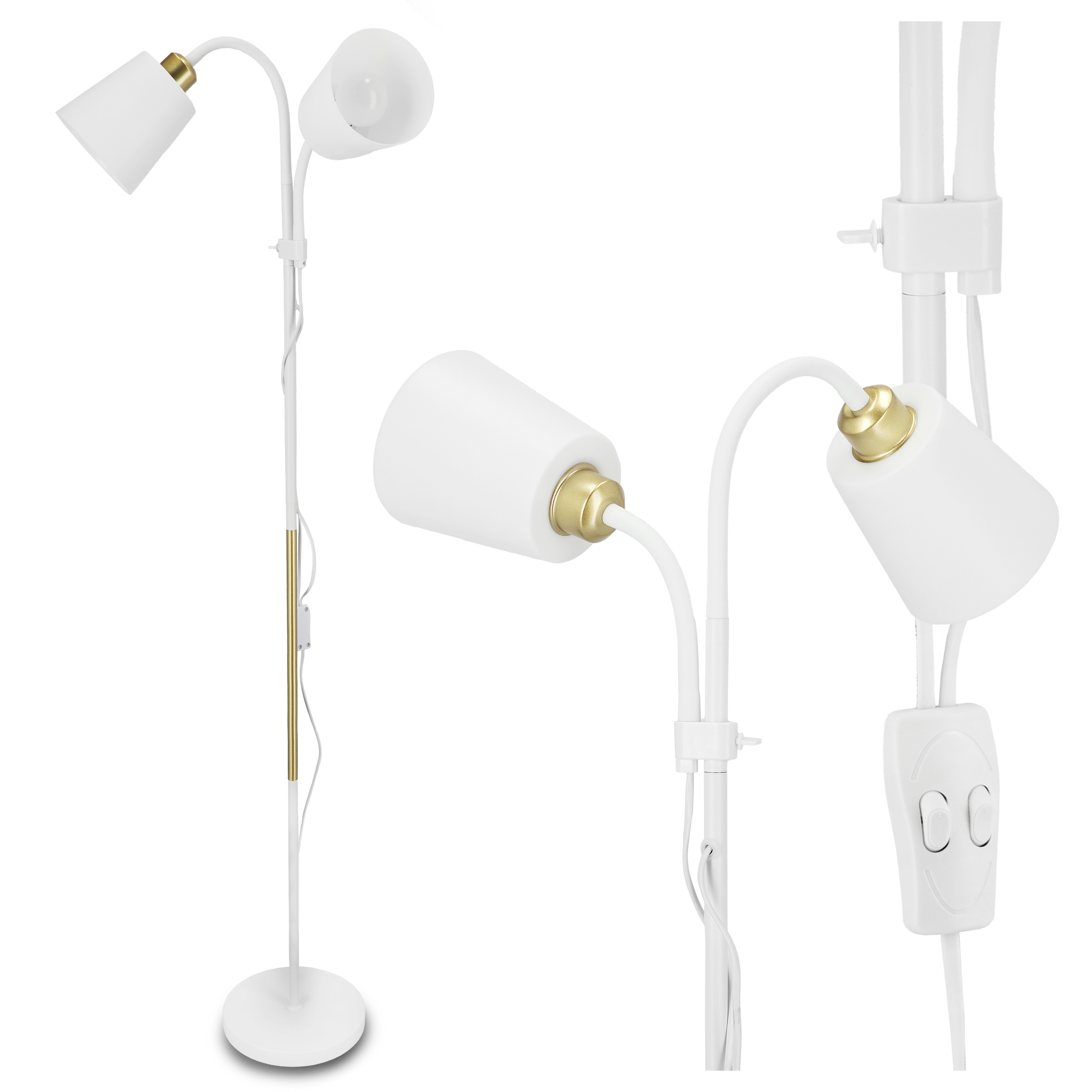 Lampa Stojąca Podłogowa Led Lampka Do Czytania 2X E27 Włącznik Regulowana