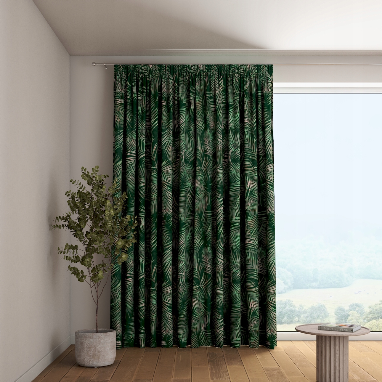 Dekoria Závěs na řasící pásce 1 ks 130x260 cm, odstíny zelené