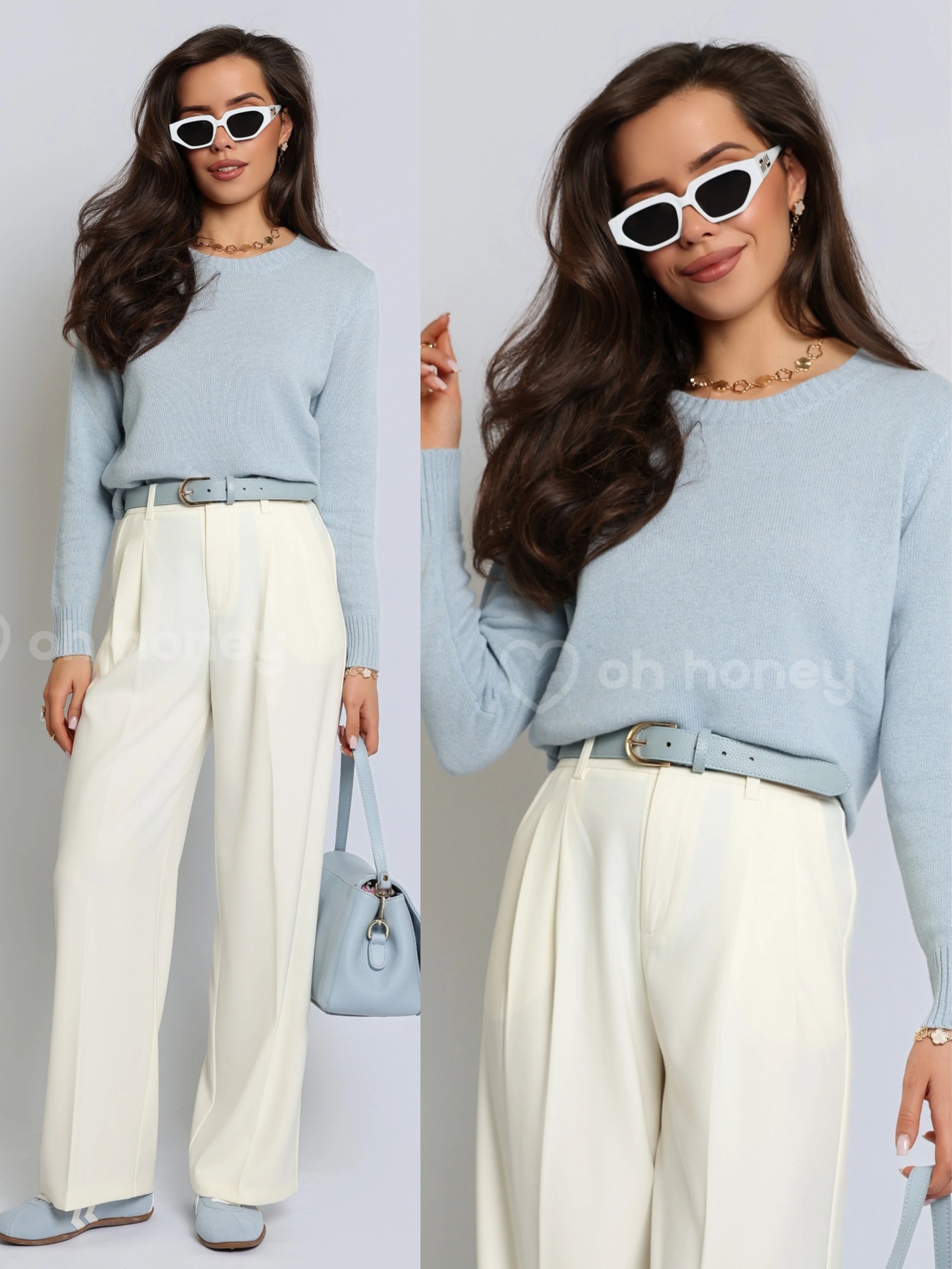 Svetr s kašmírem a vlnou Modrý Classy Knit