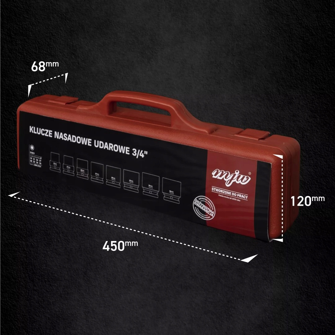 ZESTAW NASADEK UDAROWYCH 3/4" Waga produktu z opakowaniem jednostkowym 1 kg