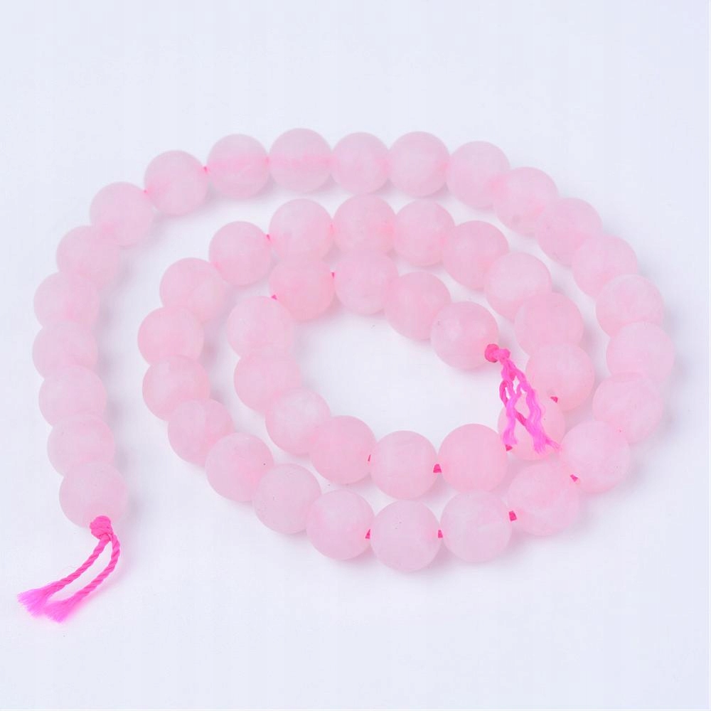 Koraliki Kwarc Naturalny Różowy, Mroźny, Okrągłe, 10.5mm, 33szt/37cm/nić