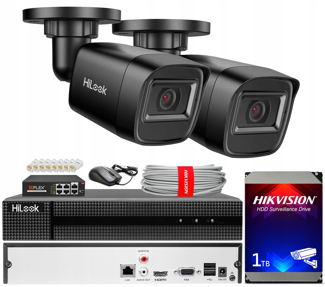 Sada Pro Monitorování Domu 2 Kamery 4MPX Venkovní PoE Ip Hilook Hikvision