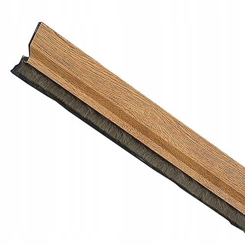 Těsnící lišta na dveře s kartáčem, hliníková, lepená, 820 mm, dub