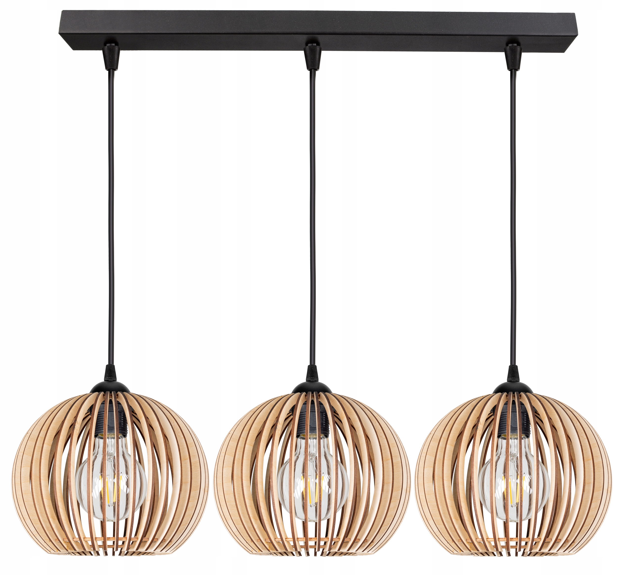 Потолочная подвесная лампа деревянная фанерная люстра сфера BOHO LED E27