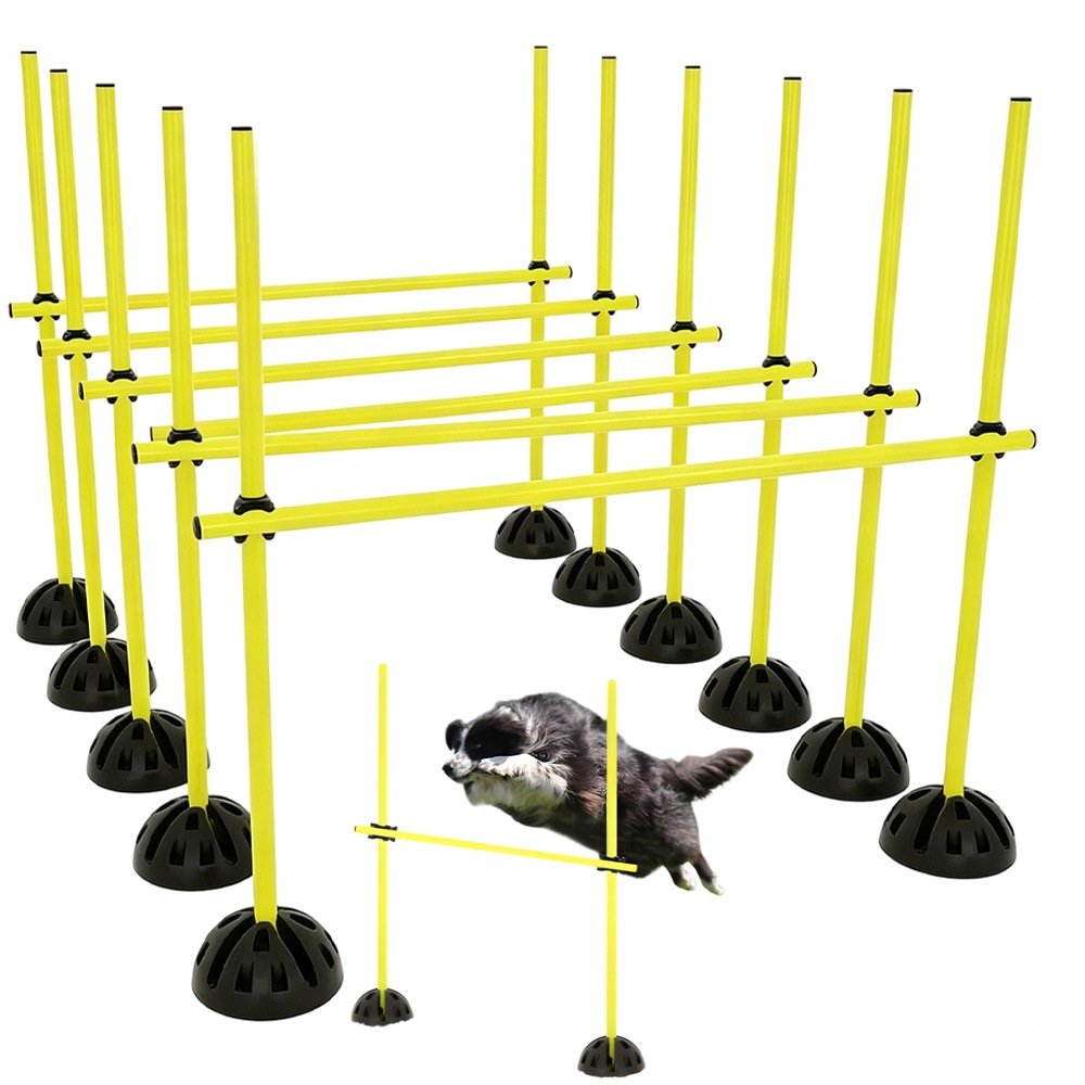 Trening Agility Płotki 15 Sztuk 1M 10 Podstaw 20CM Żółte