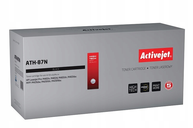 Activejet ATH-87N Toner (zamiennik Hp 87A CF287A; Supreme; 9000 stron; czar