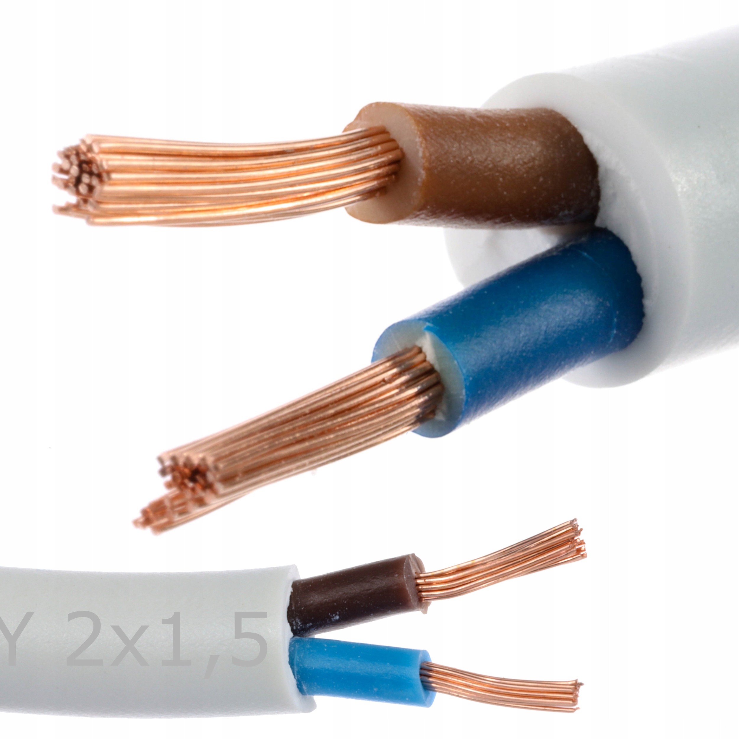 Przewód kabel elektryczny linka OMY 2x1,5 100m (OMY 2x1,5 biały