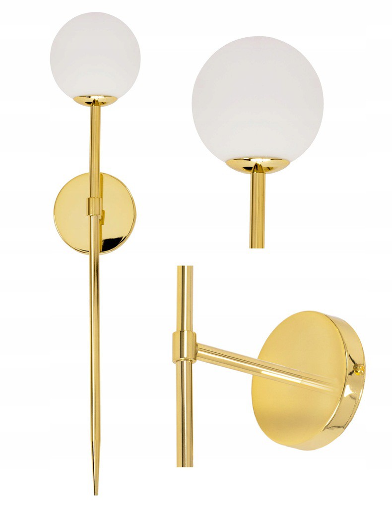 Nástenná nástenná lampa Vysoká mliečna guľa Gold 90