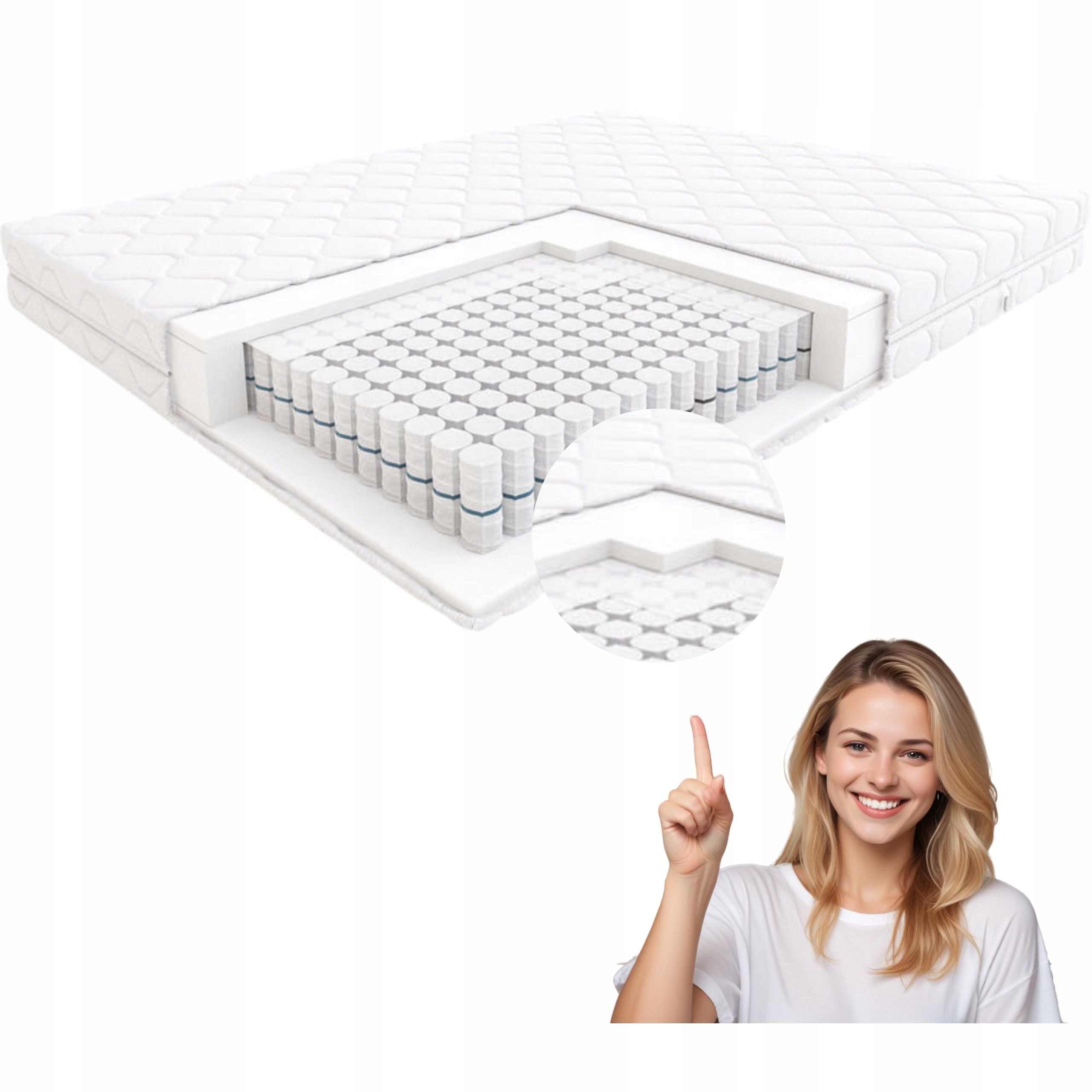 Materac 90x200 sprężynowy kieszeniowy antyalergiczny Hilding Step