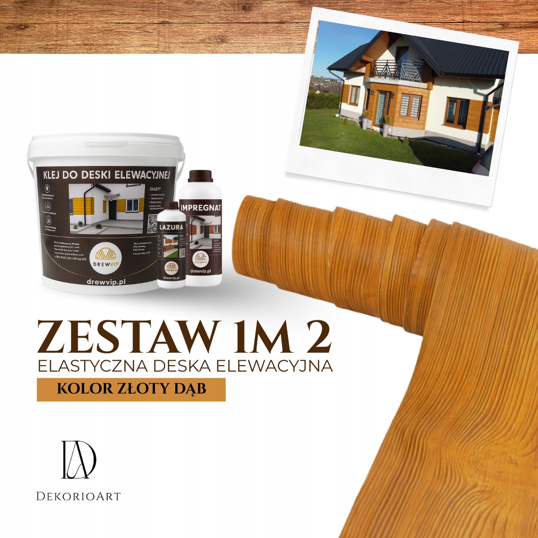 Set 1 m2 Pružná fasádní deska zlatá barva Dub Imitace dřeva