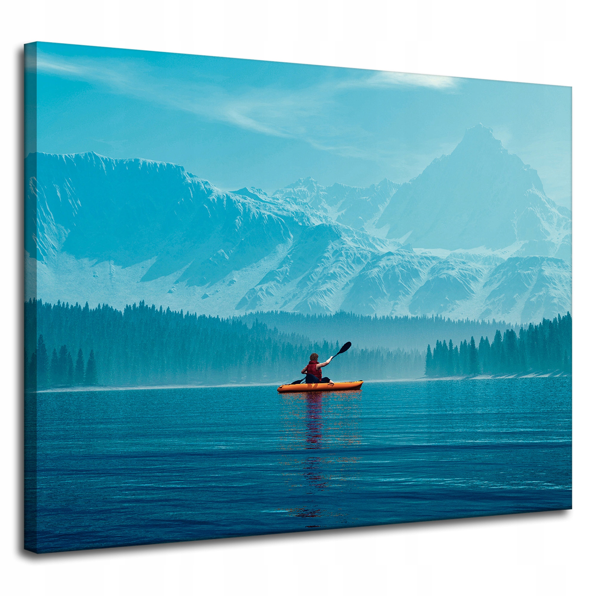Obraz na plátně Muž na Kajaku Hory Voda Příroda 100x80 cm