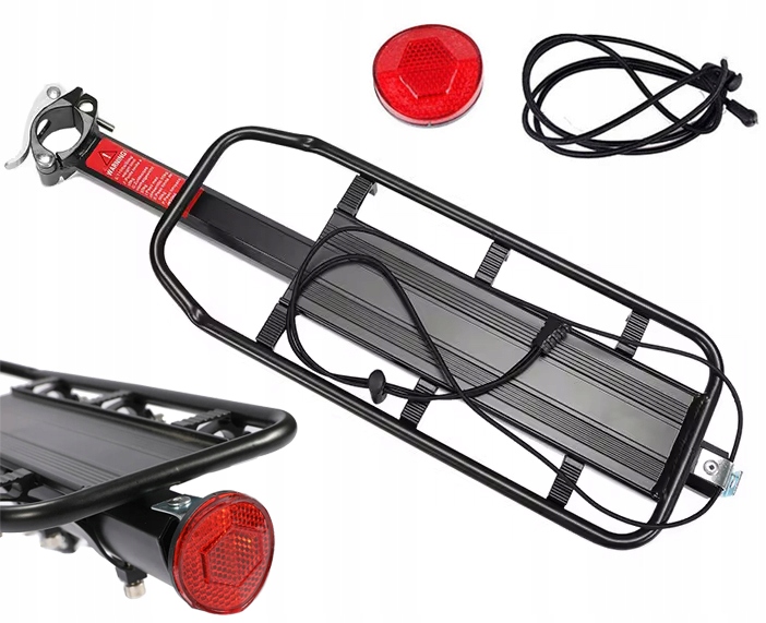 BAGAŻNIK ROWEROWY REGULOWANY UNIWERSALNY ALUMINIUM TYLNY NA ROWER + ODBLASK Stan opakowania oryginalne