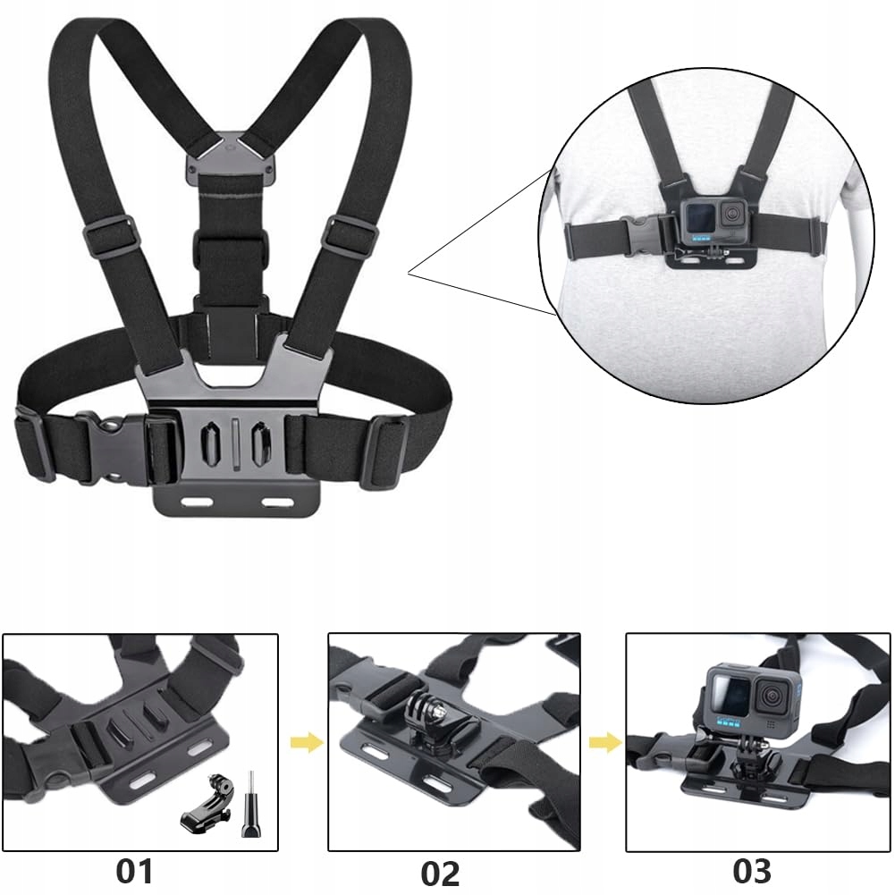 Uprząż Klatki Piersiowej Do DJI Osmo Action 6 5 Pro 4 Regulowana YHTSPORT — miniatura 4