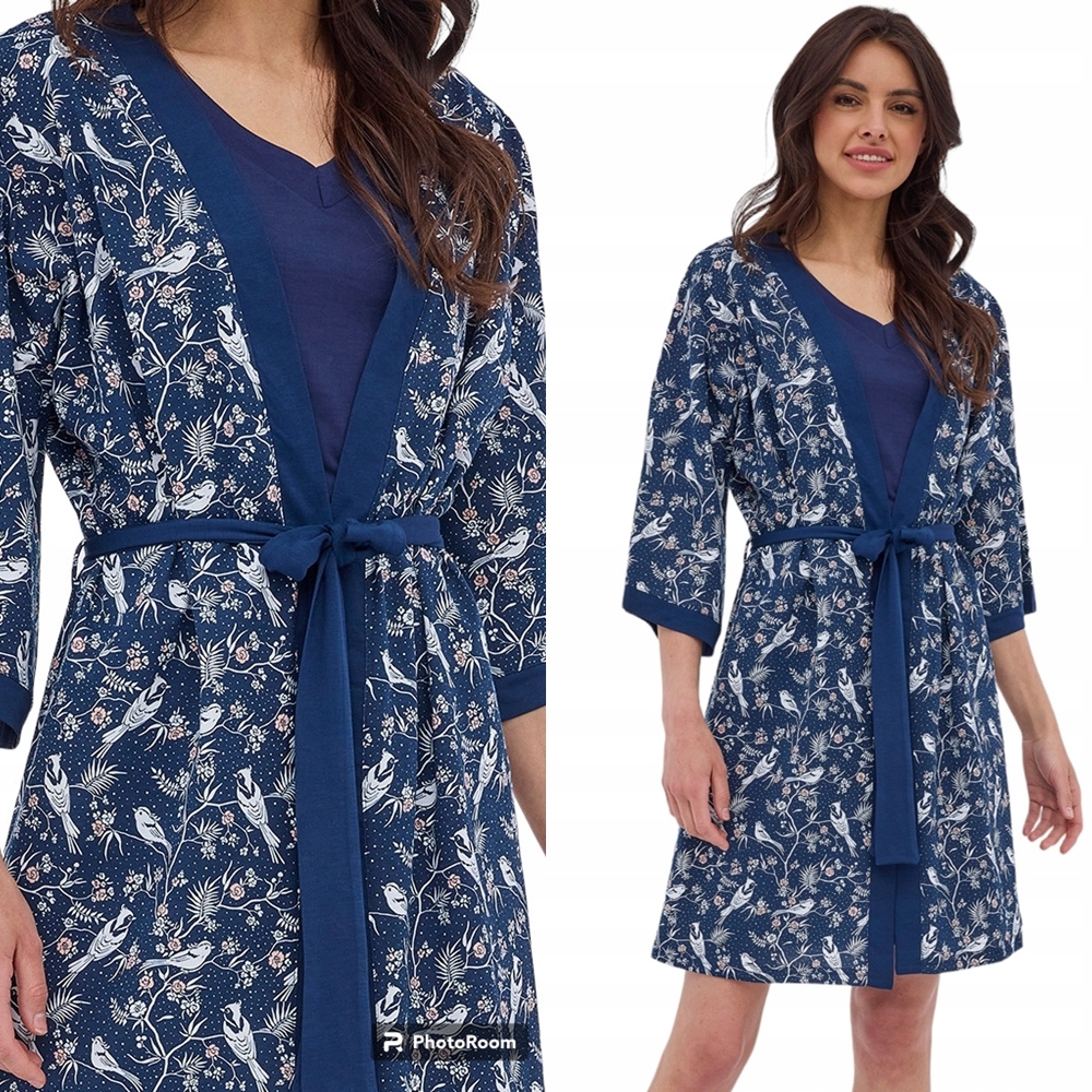 Dámský bavlněný Župan cornette 742 Florence S 36 Tmavě modrá