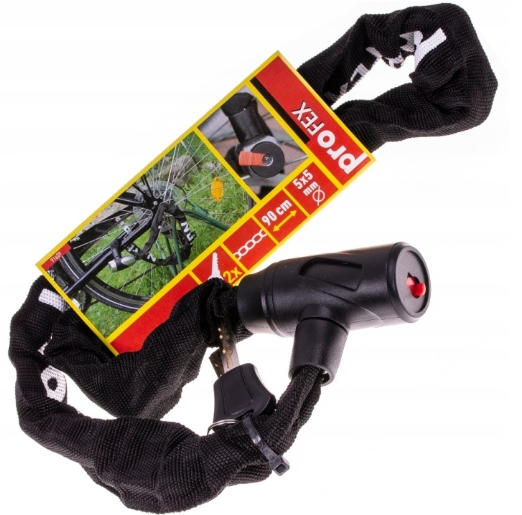 Profex Blokada Zapięcie Rowerowe Security Łańcuch 90CM 5X5MM Na Klucz Bike
