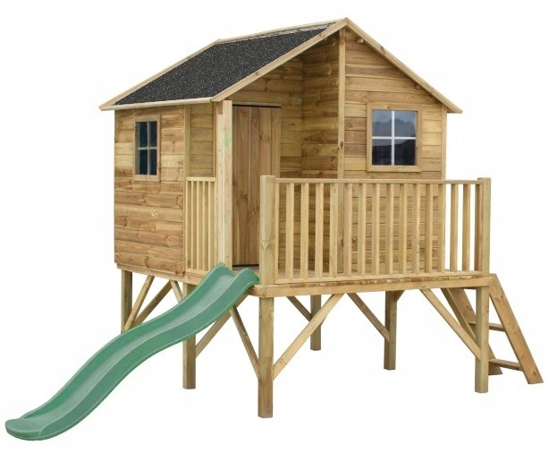 Dřevěný zahradní domeček pro děti Jerzyk Skluzavka Tmavě zelená