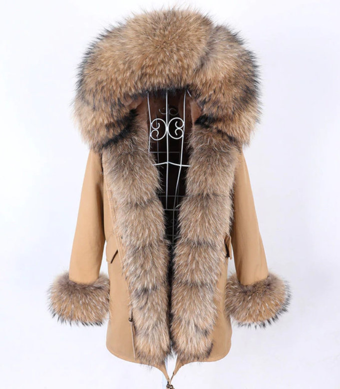 Kurtka Parka Futro Naturalne Jenot M