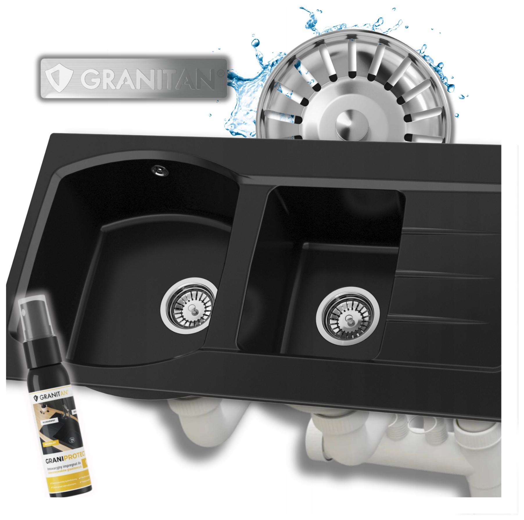 Kuchyňský granitový dřez Master 1,5 komory se sifonem, 5 barev
