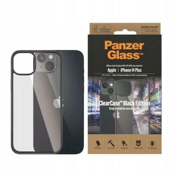 Pouzdro PanzerGlass ClearCase pro iPhone 14 Plus 15 Plus průsvitné a černé