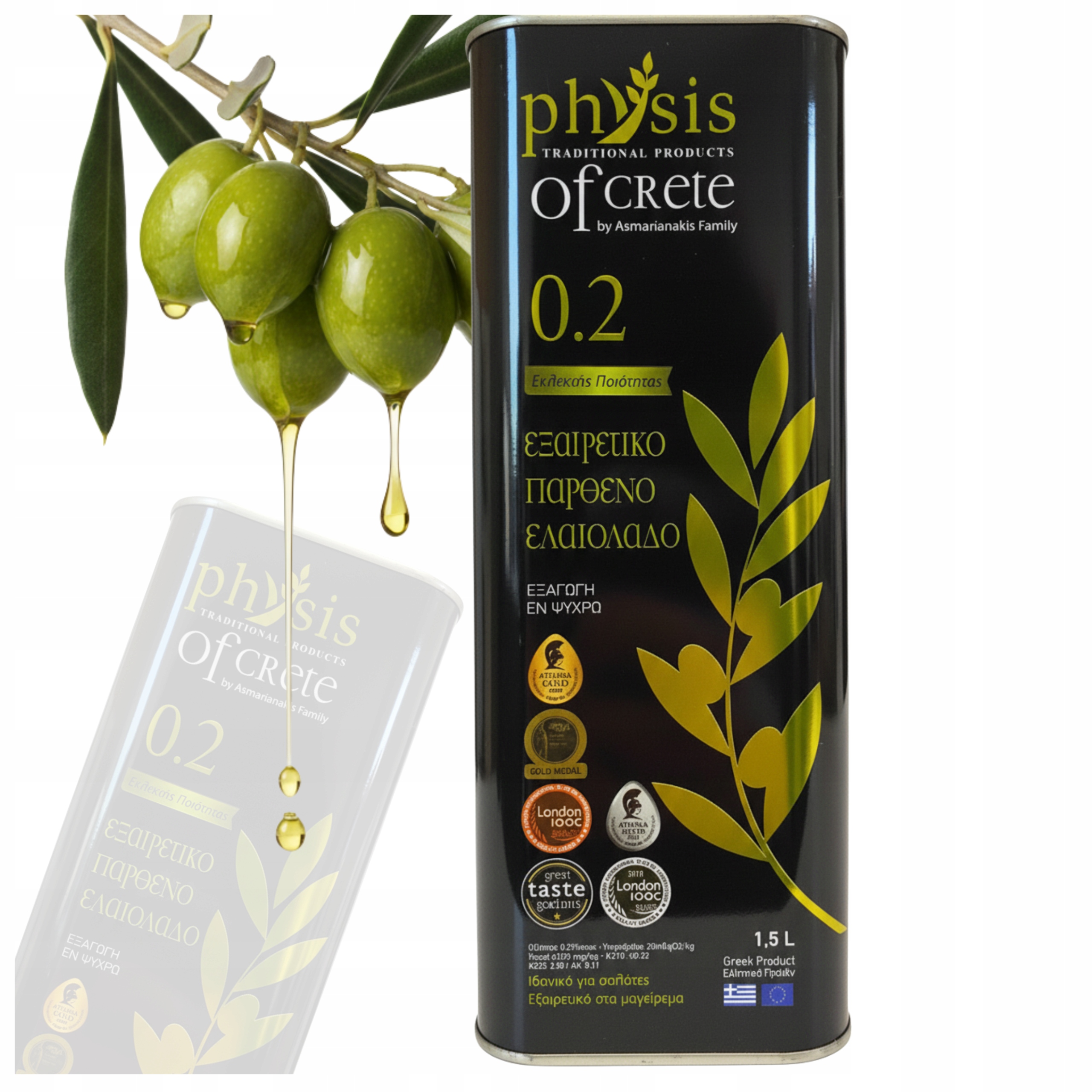 Levně Extra Panenský Olivový Olej 1,5 L Řecký Physys Of Crete, Kyselost 0,2%