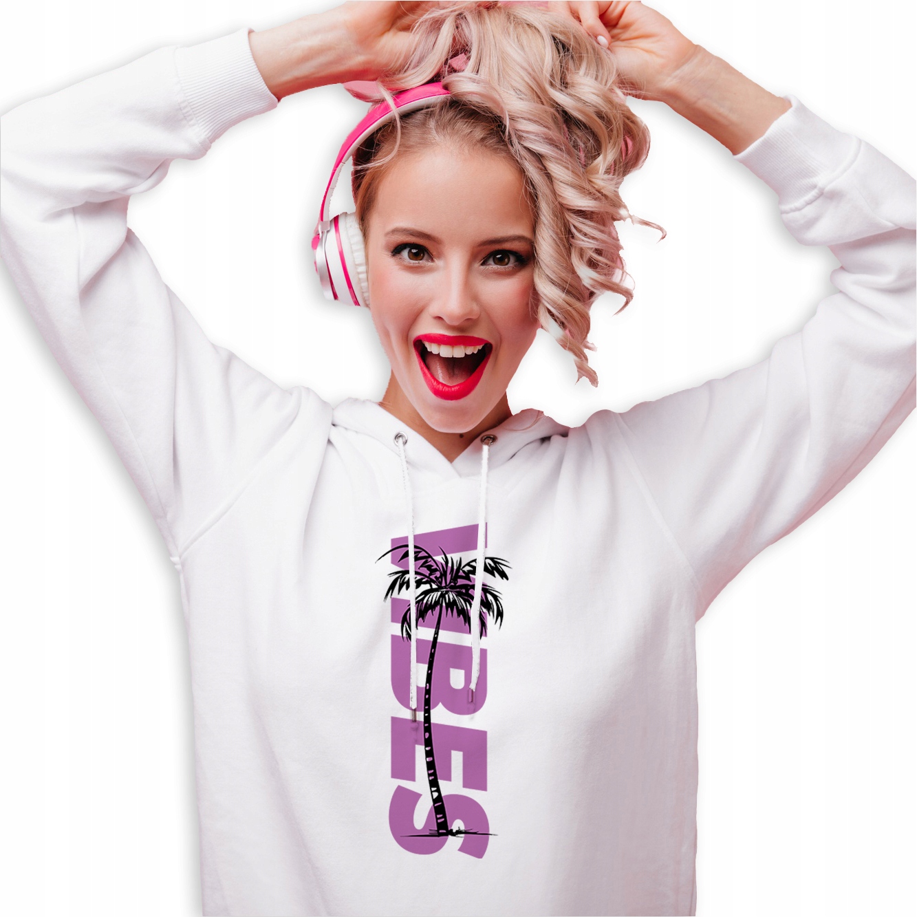 Mikina Bílá S Kapucí Dárek Narozeniny Motivační Vibes Palma M