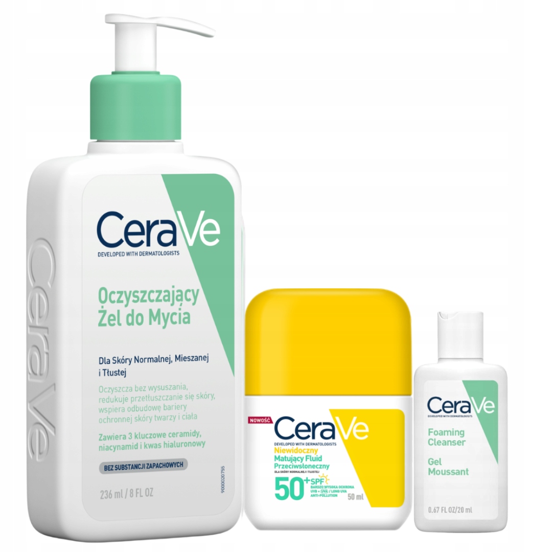 CeraVe Fluid Przeciwsłoneczny Spf 50 Żel Oczyszczający do Mycia Twarz Ciało