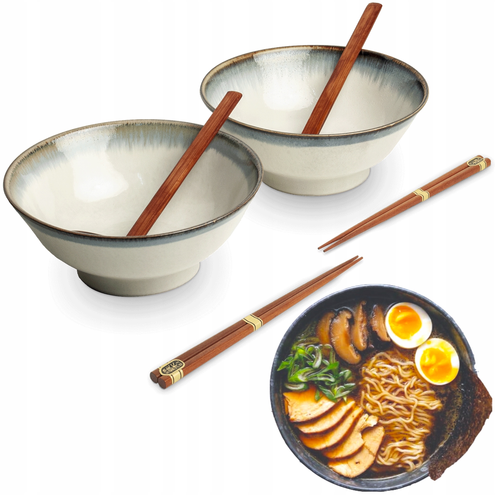 Sada misiek Chochelki a paličiek na polievku a cestoviny Ramen Motív Aurora