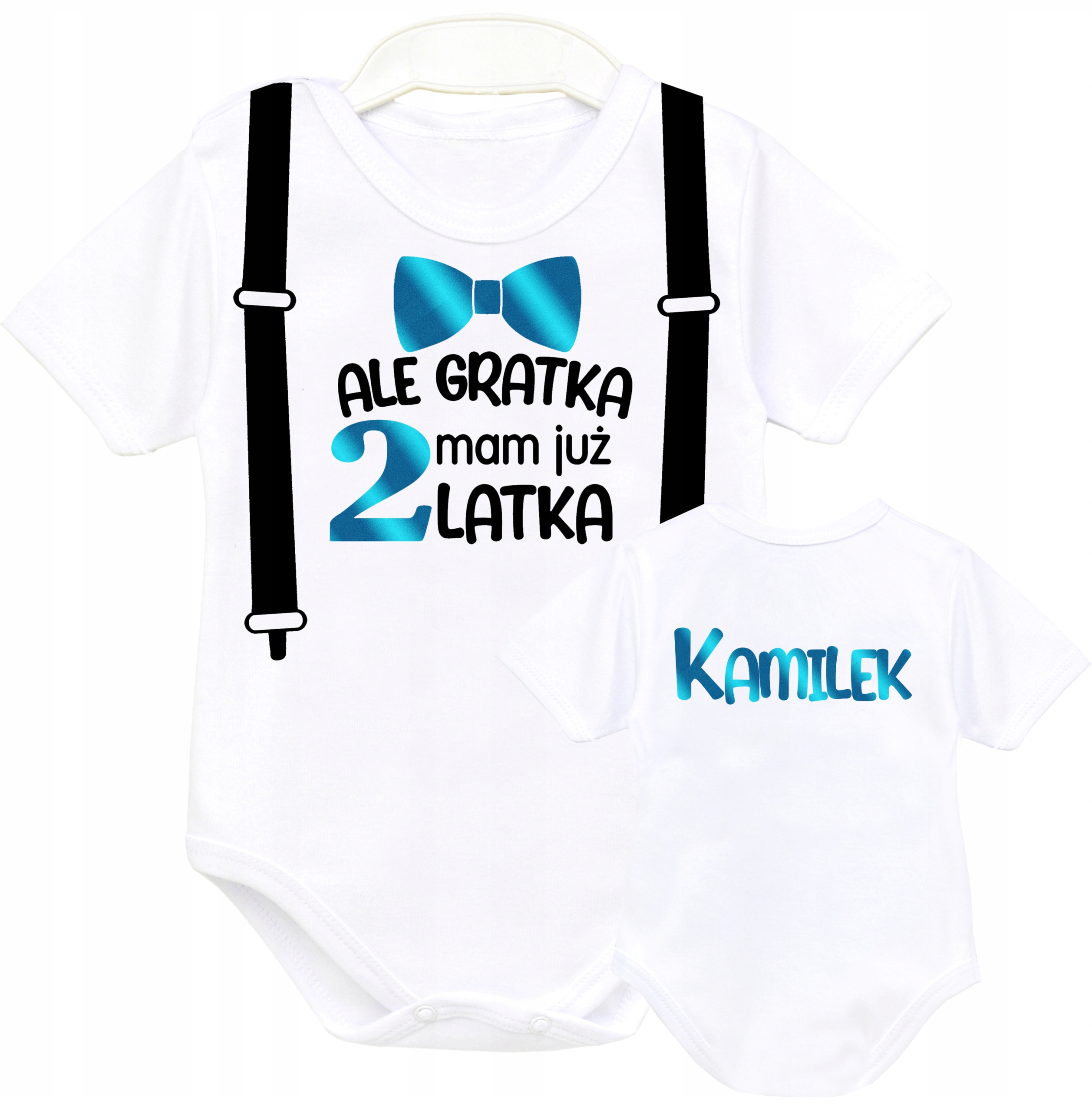 

Body kr rękaw Ale Gratka 2 latka Szelki Imię r. 98