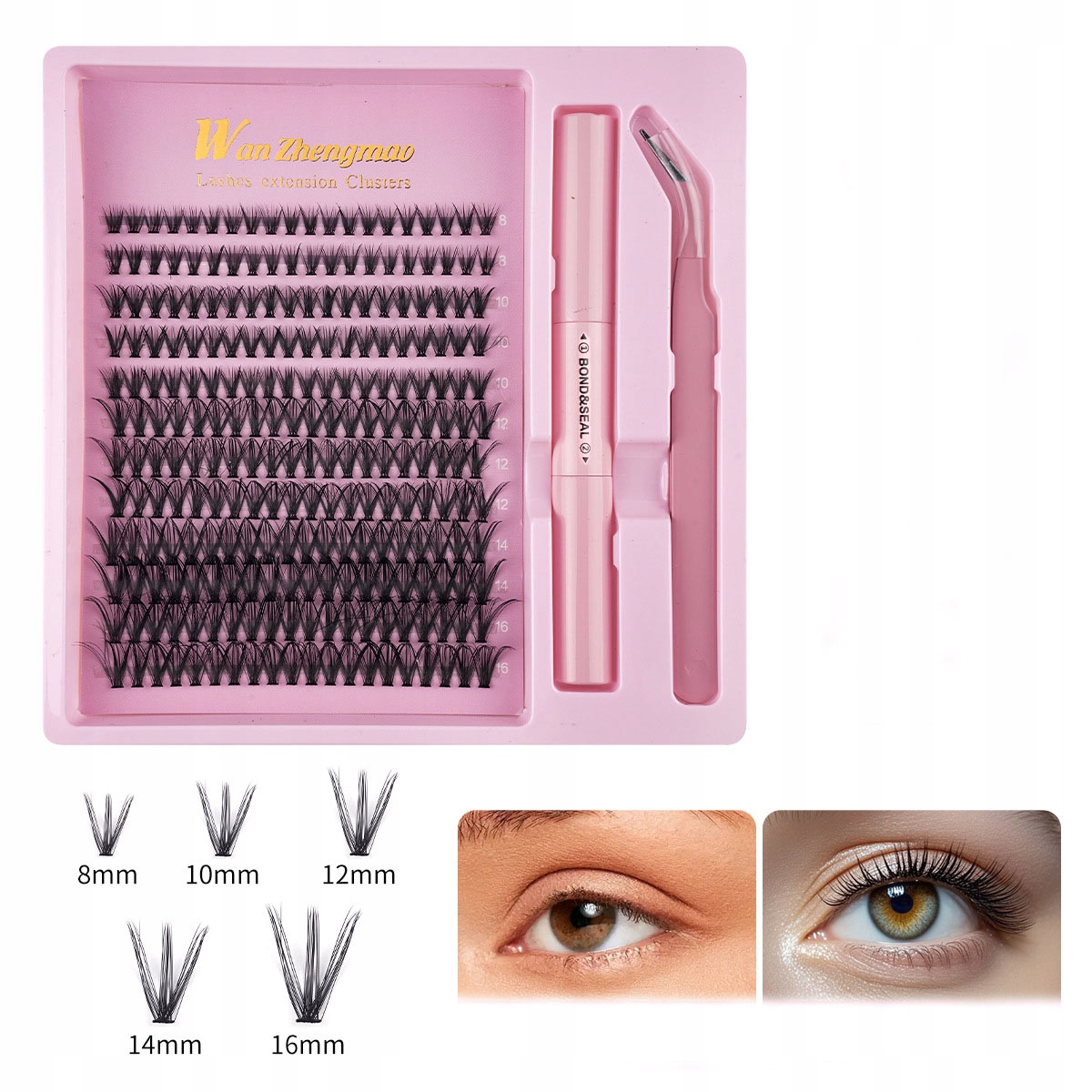 Bondingové řasy 484 ks Bonding Lash Diy sada Umělé