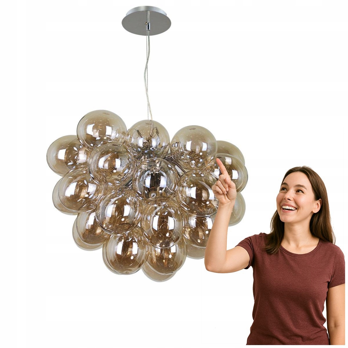 Moderná závesná lampa Chróm Bento Ø50 cm pre 8 žiaroviek Italux