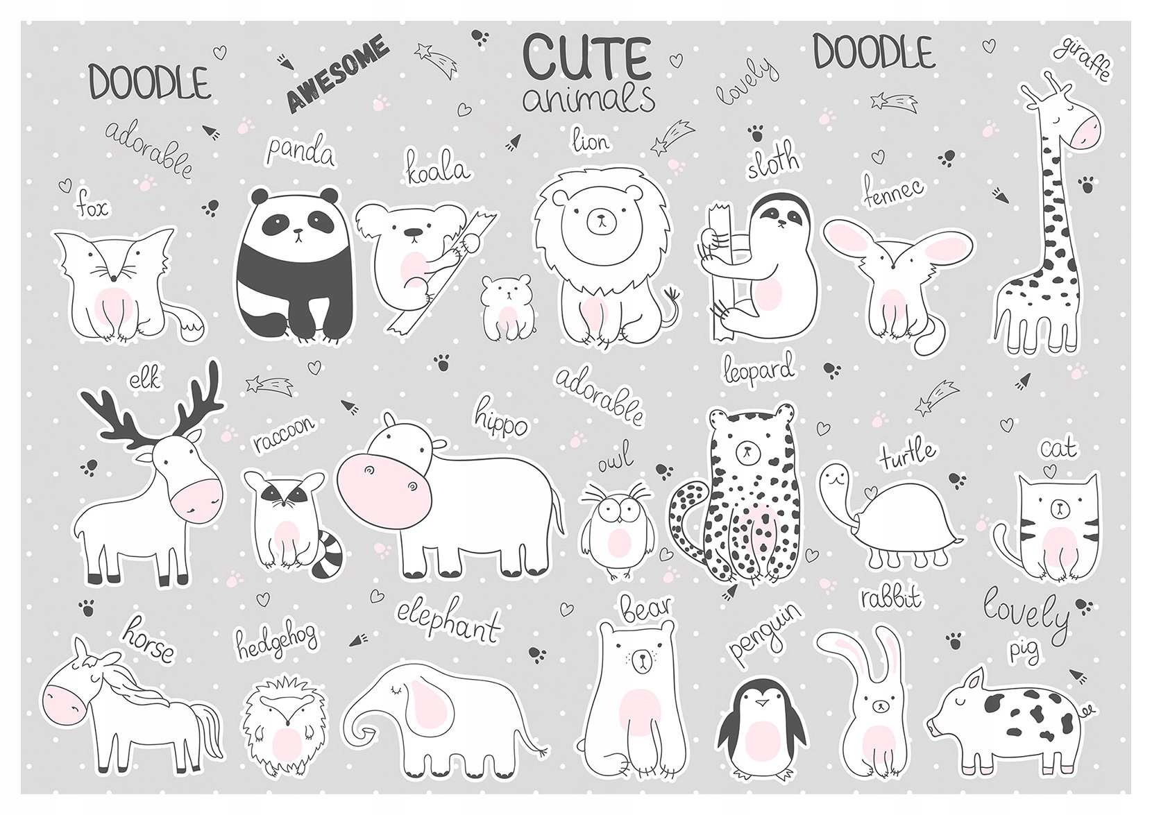 Vliesová fototapeta Zvieratá Detské srdiečka 368x280 Vizuál lepidlo