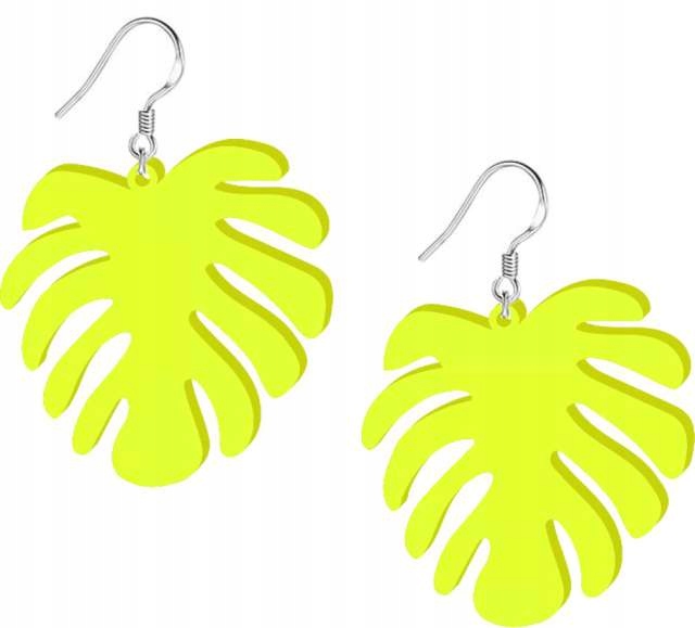 

Kolczyki neon liść Monstera żółte Tropikal party