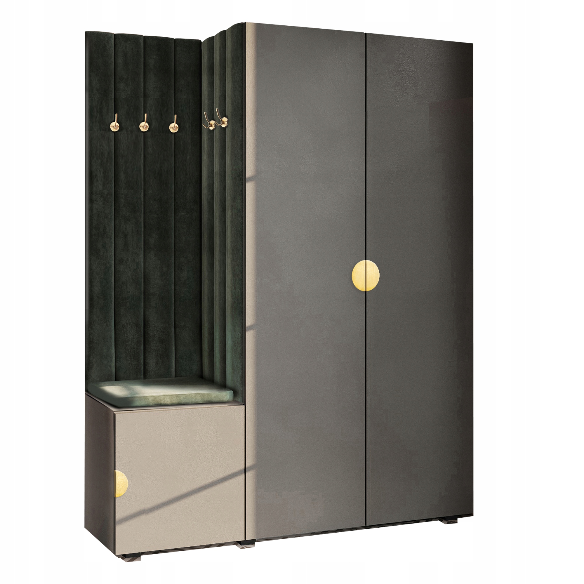 Předsíňová Skříň Do Předsíně Se Sedákem, Šedá, Zlatá Moon 39