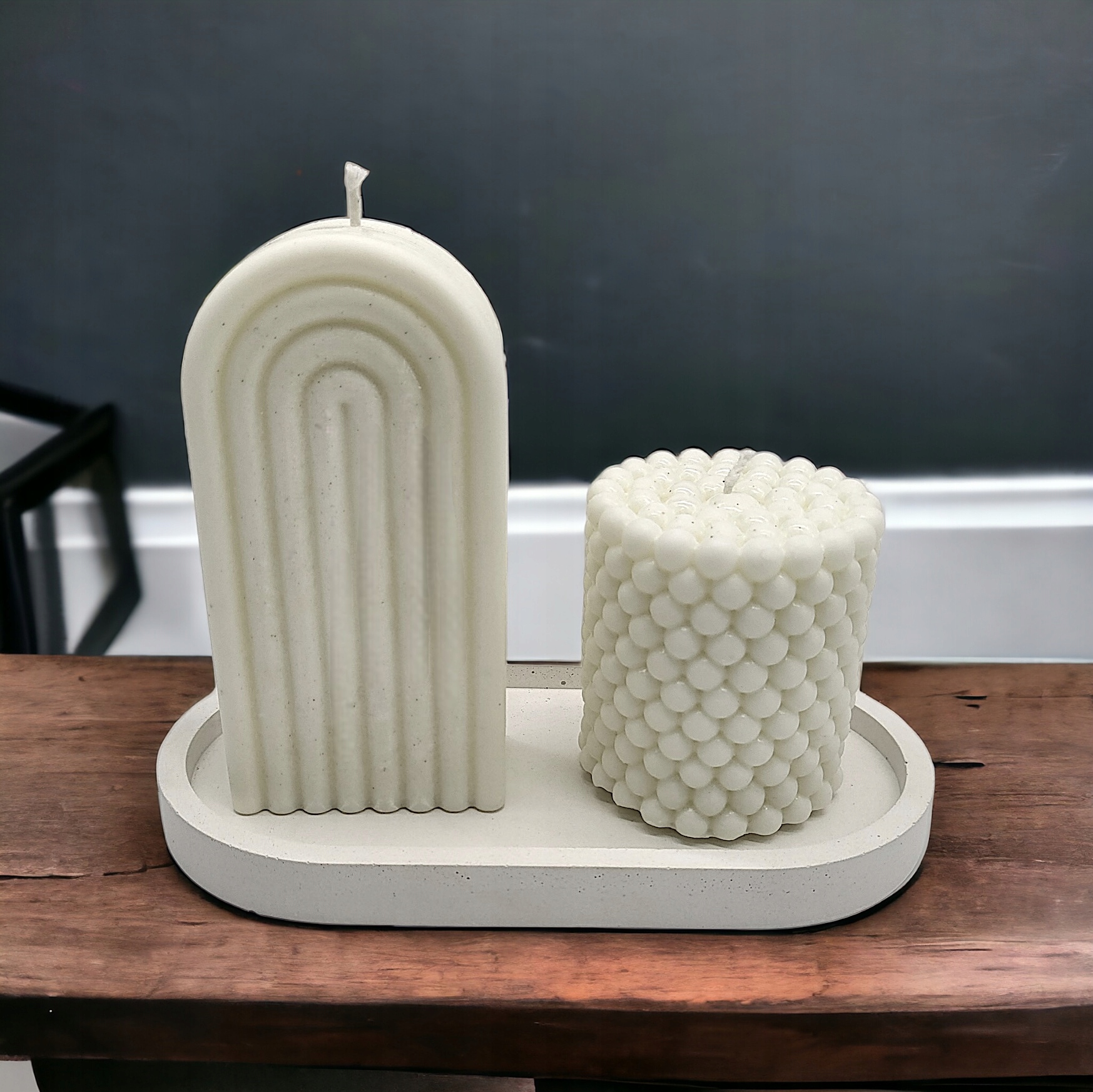 Sójové svíčky Duha a perličky na podstavci