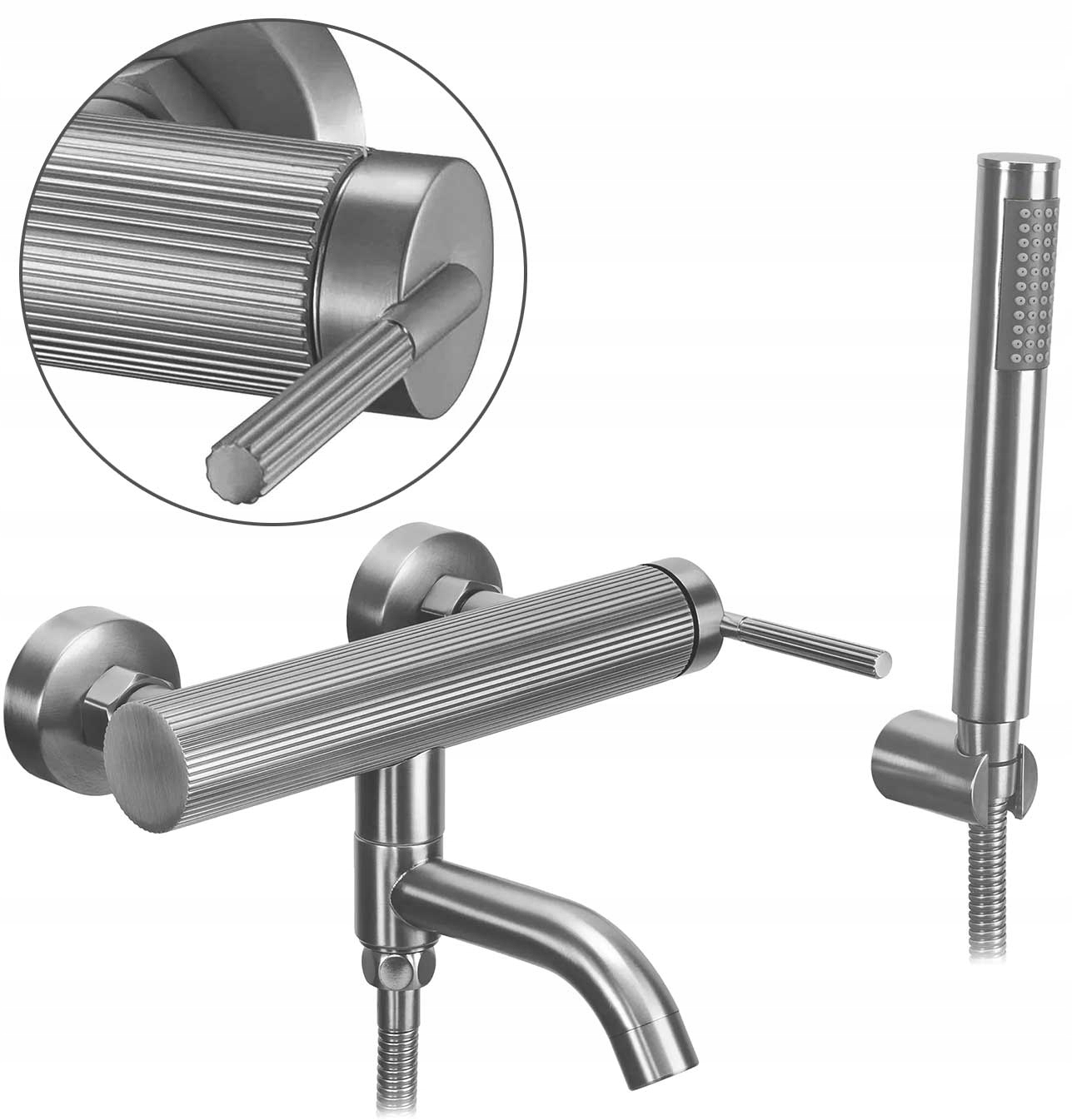 Vaňová batéria so sprchovacím kútom Rea Argon Nikel kartáčovaný s pohyblivým výtokom