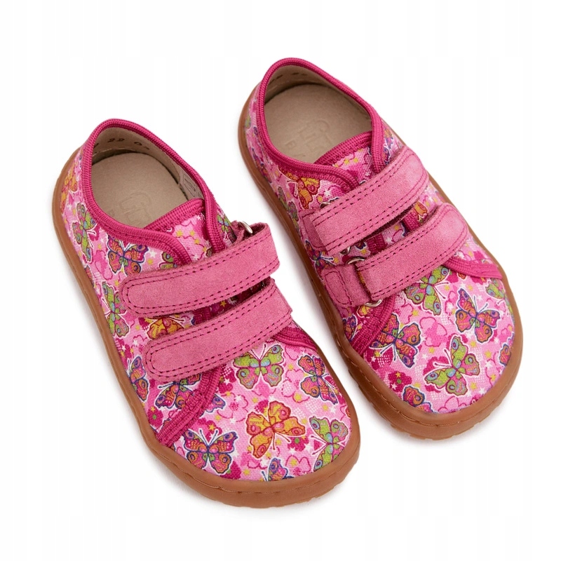Kapcie Dziecięce Barefoot Motyle Froddo Canvas G1700440-11 Różowe 24