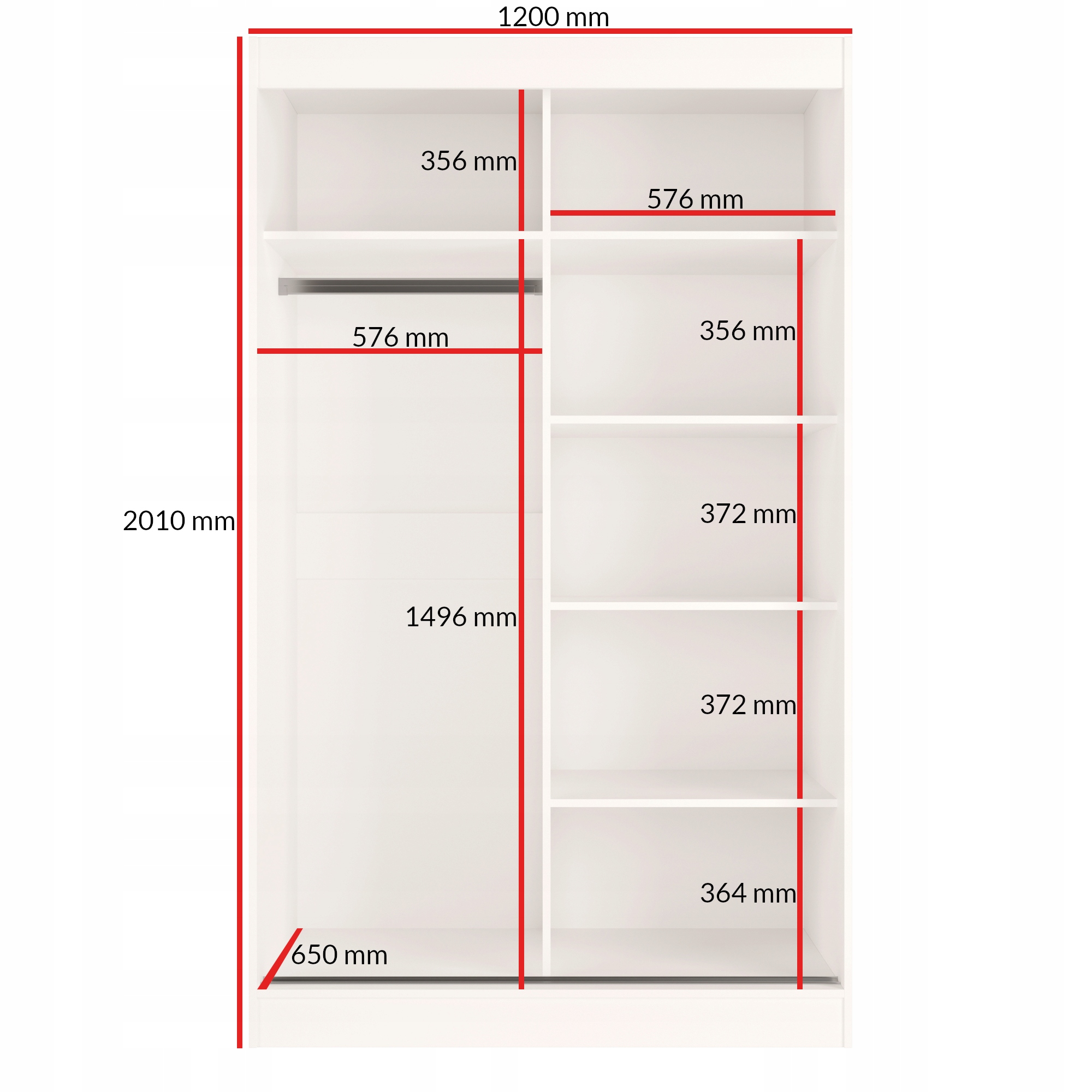 Szafa przesuwna z lustrem Como 2D2L 120 Biała