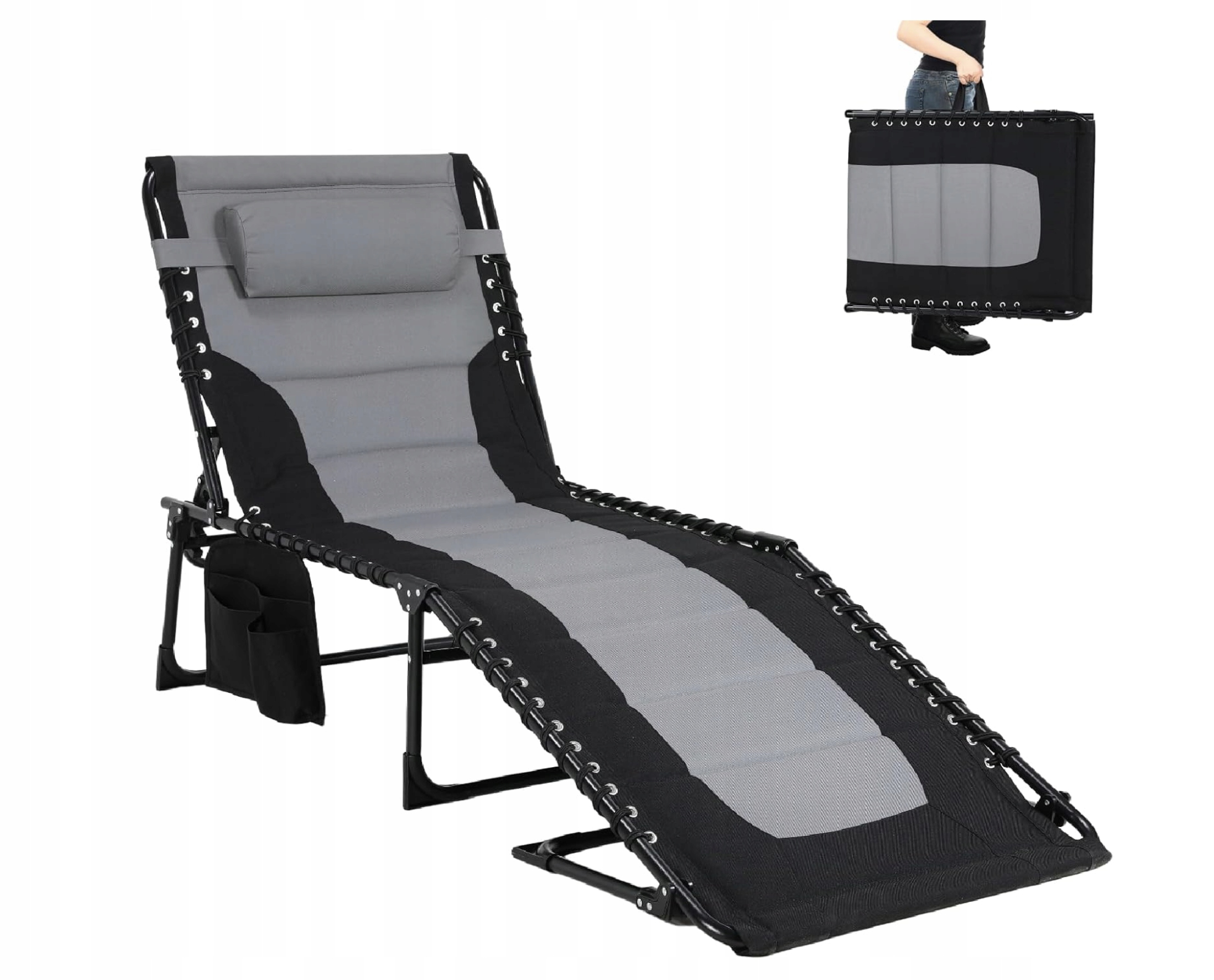 Ležadlo Skladacie XXL5-STUPŇOVÉ Operadlo Do 150 Kg Záhrada Pláž Kemping