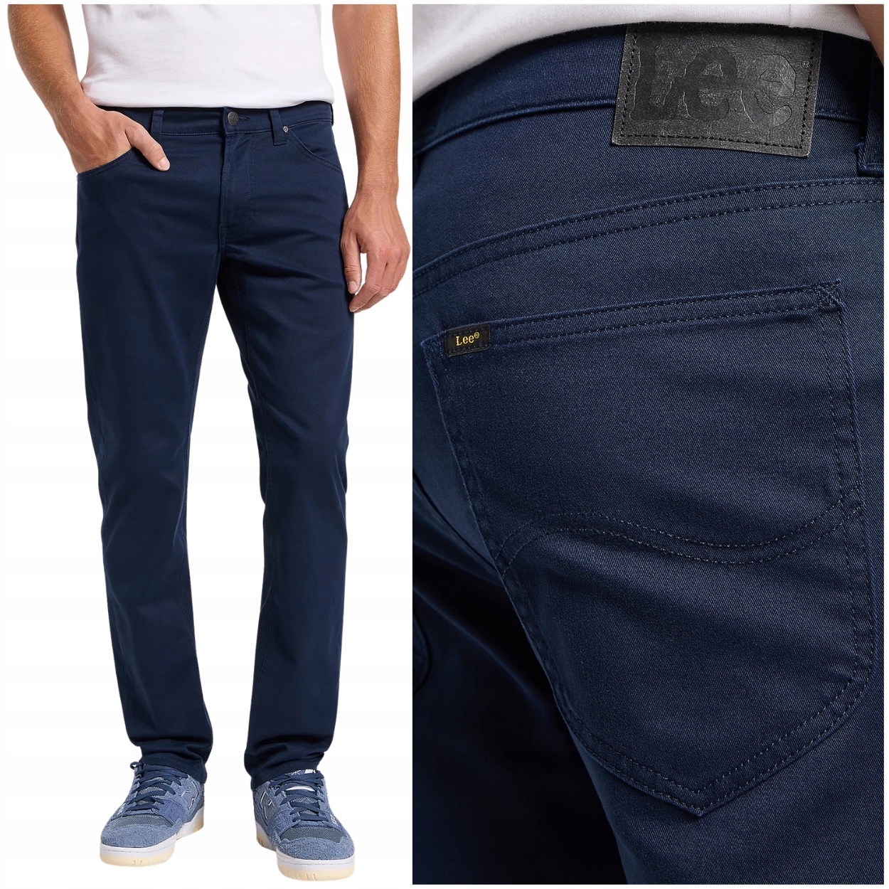 Lee Daren Rivet Navy jednoduché látkové kalhoty s nižším pasem W30 L32